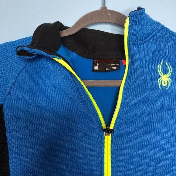 Spyder Boys Raider Sweater M 10/12 Blue Black Full Zip Pockets Jacket Outerwear - Picture 5 of 10